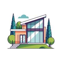 Clean Lines Modern Minimalist House vector