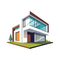 Spacious Minimalist House with Large Windows vector