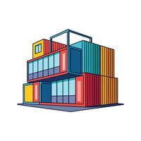Charming Modern Shipping Container Home vector