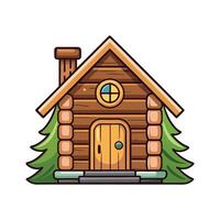 Charming Nordic Log House with Grass Roof vector