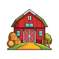Unique Rustic Barn with Hay Bales vector
