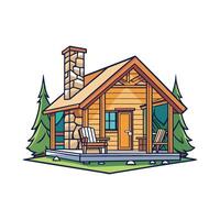 Charming Rustic Cabin with Open Porch vector