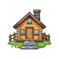 Log Cabin with Stone Pathway Design vector