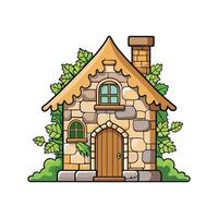 Elegant Rustic House with Ivy vector