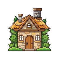 Rustic Stone House with Ivy vector