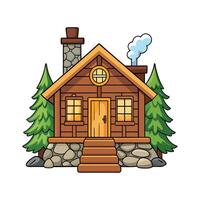 Beautiful Log Cabin with Stone Pathway vector