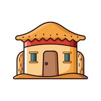 Elegant Simple Desert Hut with Straw Roof vector