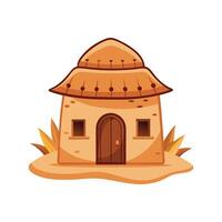 Charming Desert Hut with Straw Roof vector