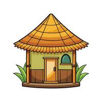 Unique Small Bamboo Hut with Thatched Roof vector