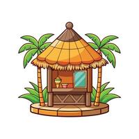Charming Tiki Hut with Thatch Roof vector