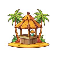 Unique Small Tiki Hut with Bamboo Walls vector