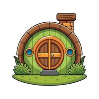 HobbitStyle House with Round Door vector