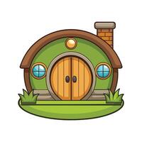Unique HobbitStyle House with Round Door vector
