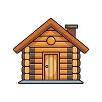 Charming Tiny Log Cabin with Chimney vector
