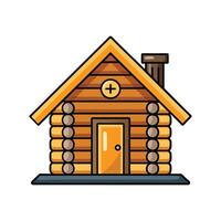 Elegant Tiny Log Cabin with Stone Chimney vector
