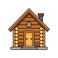 Log Cabin with Stone Chimney vector