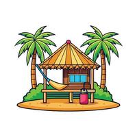 Unique Tropical Bamboo Hut vector