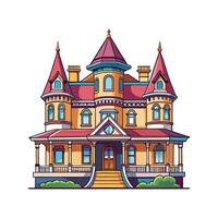 Victorian Mansion with Wraparound Porch vector
