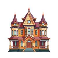 Victorian Mansion with Ornate Windows vector