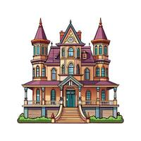 Unique Victorian Mansion with Railings vector