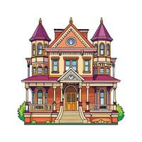 Unique Victorian Mansion with Porch Design vector