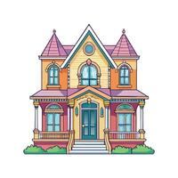 Unique VictorianStyle House with Detailing vector