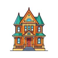 Victorian Row House with Ornate Facade vector