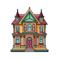 Elegant Victorian Row House with Facade vector