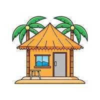 Beachside Surf Shack with Bamboo Walls. vector