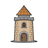 Castle Tower with Circular Stone Walls. vector
