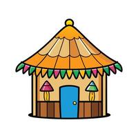 Charming Driftwood Beach Hut Illustration. vector