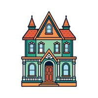 Victorian Row House with Ornate Facade. vector