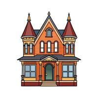 Elegant Victorian Row House with Facade. vector