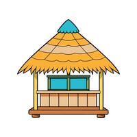 Creative Beach Hut with Straw Roof Design. vector