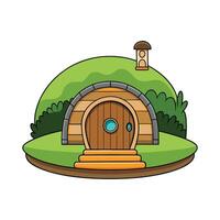 Illustration of Hobbit House on Hill. vector