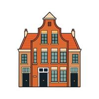 Dutch Canal House Design with Windows. vector