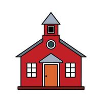 Unique Red Schoolhouse with Bell Tower. vector