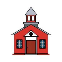 Red Schoolhouse with Bell Tower Design. vector