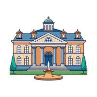 Luxurious Mansion with Stunning Fountain Design. vector