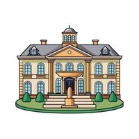 Stunning Luxury Mansion with a Fountain. vector