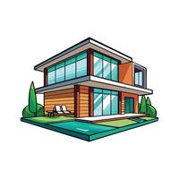 Stunning Luxury Villa with Poolside Appeal. vector