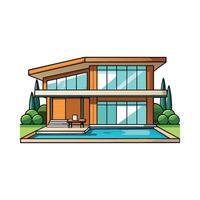 Unique Luxury Villa with Poolside Design. vector