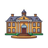 Charming Luxury Mansion Design with Fountain. vector