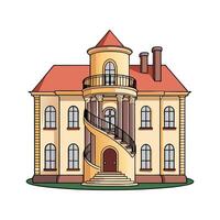 Charming Mansion with Spiral Staircase Design. vector