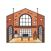 Charming Urban Loft with Large Windows. vector