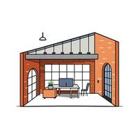 Unique Urban Loft Design with Large Windows. vector