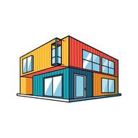 Modern Shipping Container House Design. vector