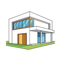 Stylish Large Window Minimalist House. vector
