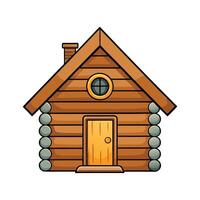 Nordic Log House with Grass Roof. vector