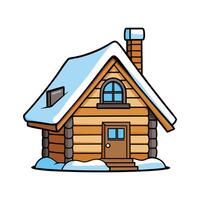 Charming Wooden Cabin with Snow Roof. vector